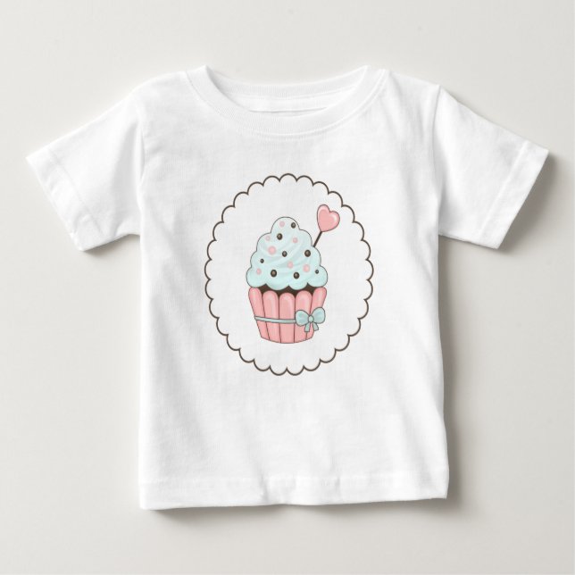 Camiseta Cupcake rosa- e Design azul-mint (Frente)