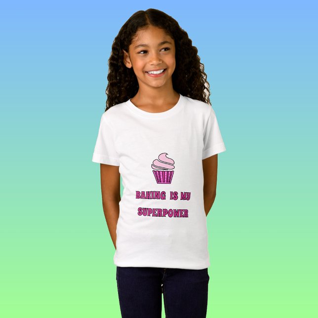 Camiseta Cupcake rosa para panificação de superpotência (Criador carregado)
