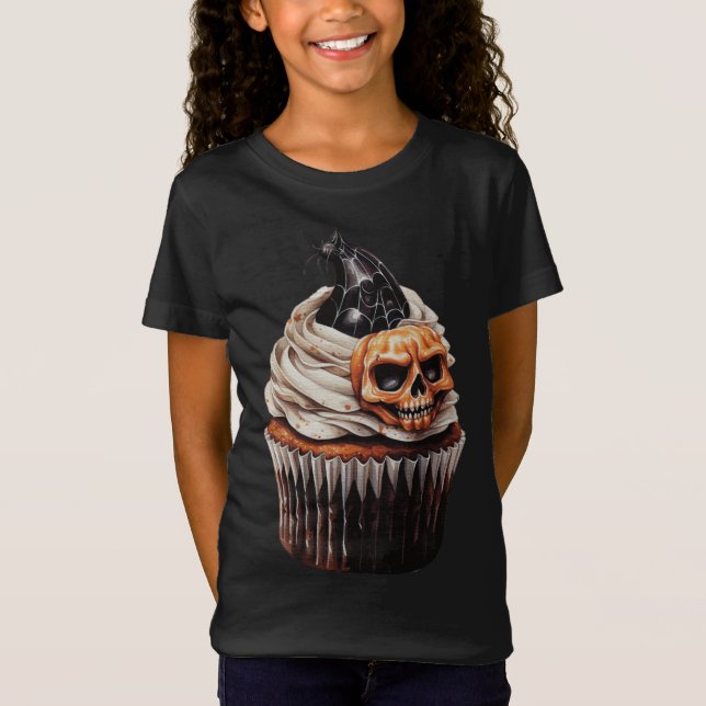 Camiseta Cupcake SPOOKY ORANGE & BLACK HALLOWEEN (Frente)