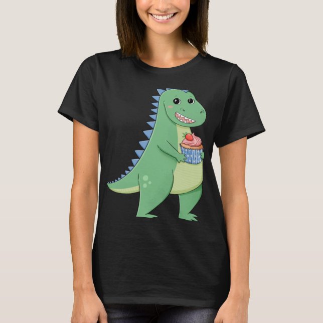 Camiseta Cupcake T-Rex Dinossaur Baker Pastor Chef Dino Lov (Frente)