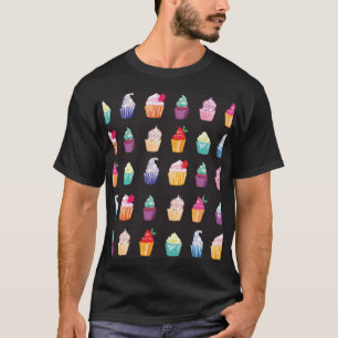 Camiseta Cupcakes de Aquarela: Encantador Fundo Invisível