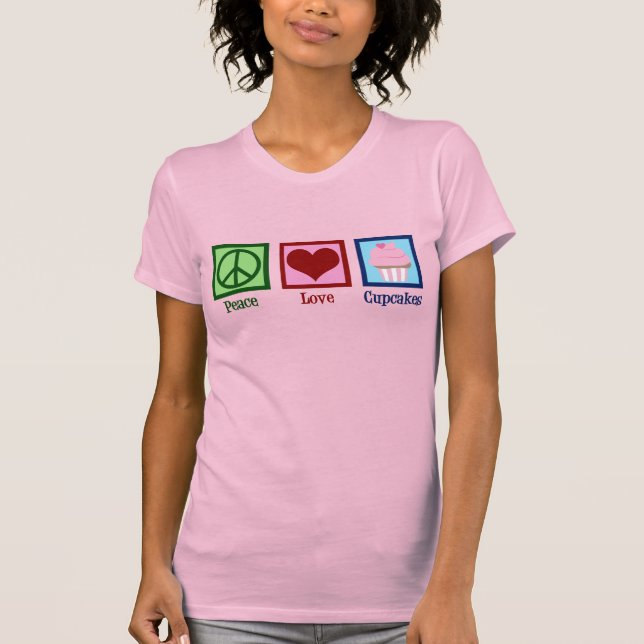 Camiseta Cupcakes de paz e amor Cupcake (Frente)