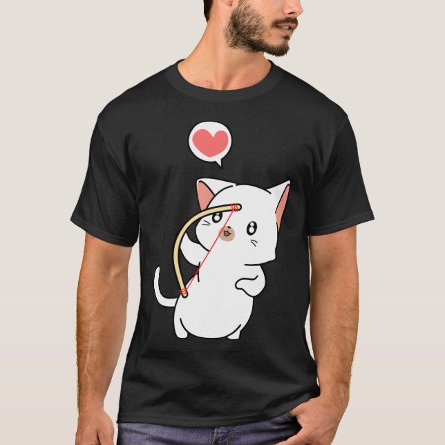 Camiseta Cupid Cat  Matching Couple Valentines Day Kitten (Frente)