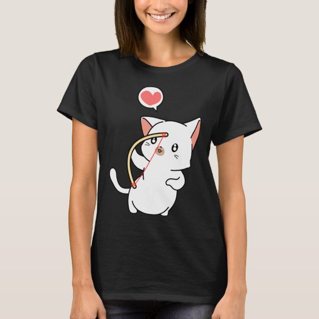Camiseta Cupid Cat  Matching Couple Valentines Day Kitten (Frente)