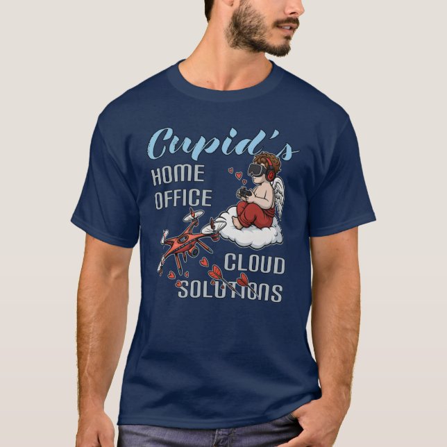 Camiseta Cupid’s Home Office, Drone Valentine’s Day (Frente)