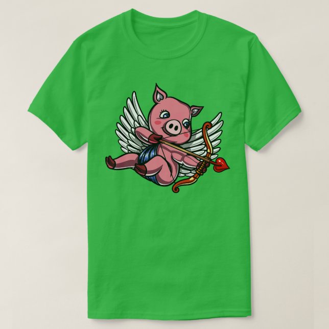 Camiseta Cupido do Dia de os namorados porcino (Frente do Design)