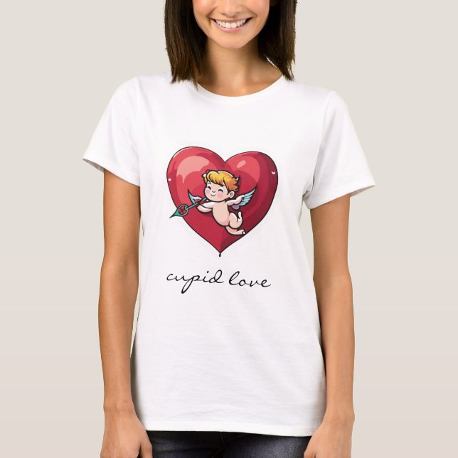 Camiseta Cupido no Coração Vermelho (Frente)