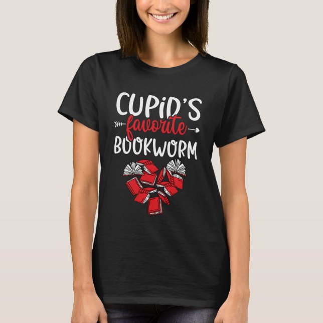 Camiseta Cupid's Favorite Bookworm  Valentine's Day Book Re (Frente)