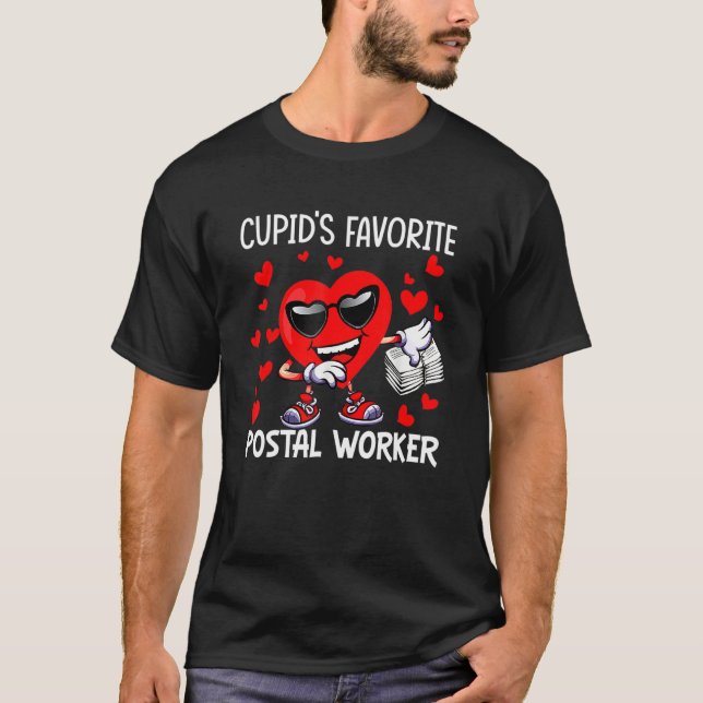 Camiseta Cupid's Favorite Postal Worker Mailman Happy Valen (Frente)