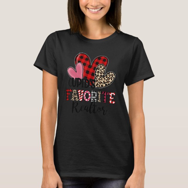 Camiseta Cupid's Favorite Realtor Three Hearts Valentine's  (Frente)