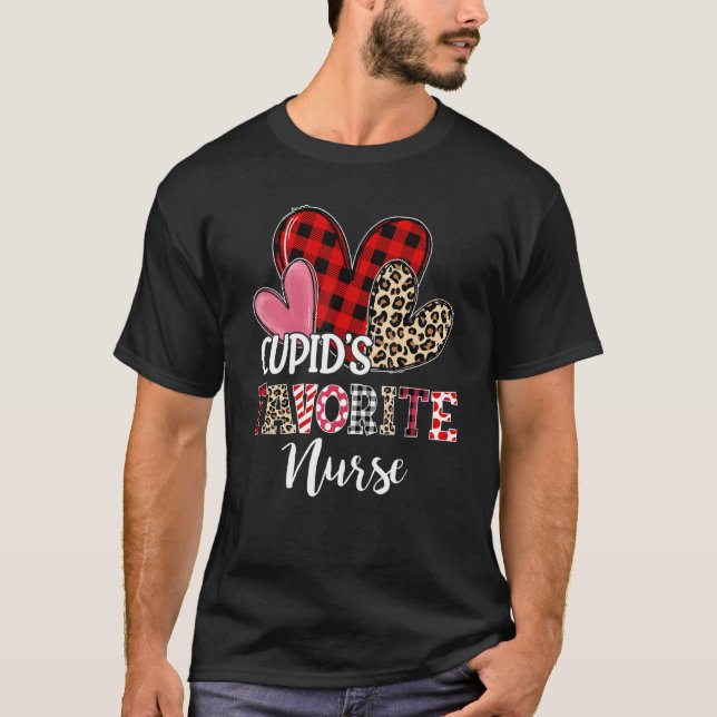 Camiseta Cupidu2019s Favorite Nurse Cute Hearts Valentines  (Frente)