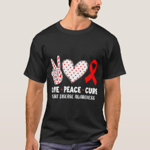 Camiseta Cura do Amor pela Paz Combate à Doença Cardíaca Re