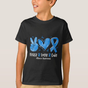 Camiseta Cura Paz Amor Fita Azul Conscientização Ataxia