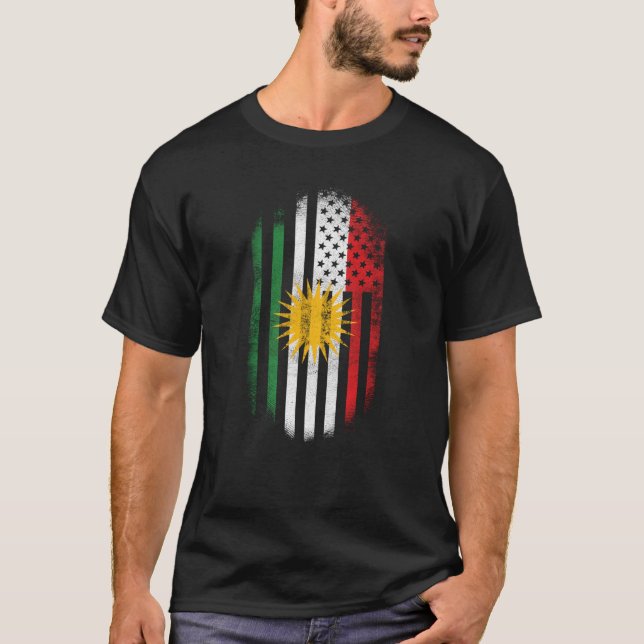 Camiseta Curdistão curdo da bandeira   americana e design (Frente)