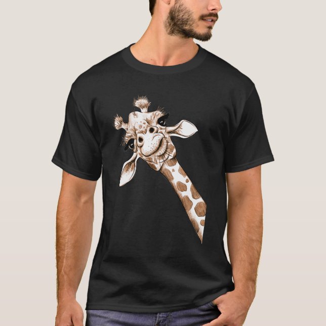 Camiseta Curiosa Girafa Engraçada Zoo, Presente de Figuranç (Frente)