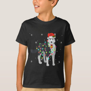 Camiseta Curiosa Siberian Husky Cachorro Luzes De Natal Pup