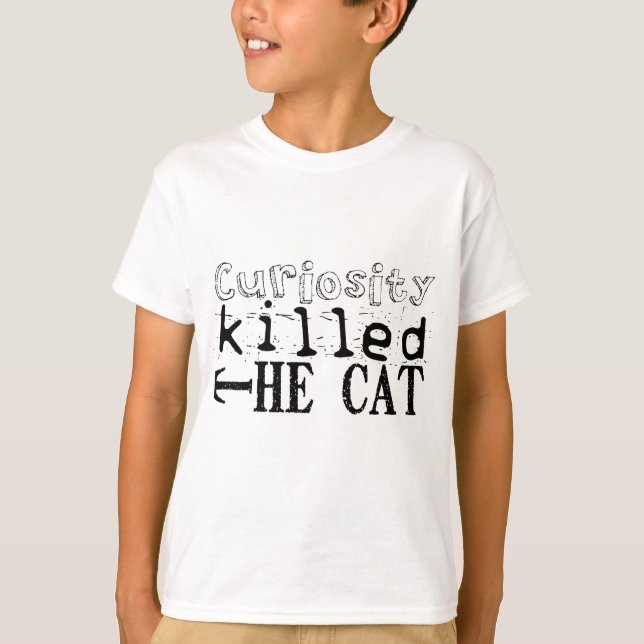 Camiseta Curiosidade matou o Cat Proverb Kids Tee (Frente)
