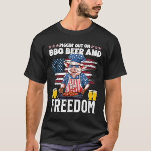 Camiseta Curioso 4 De Julho De Pig Griling Party Rbecue Pi