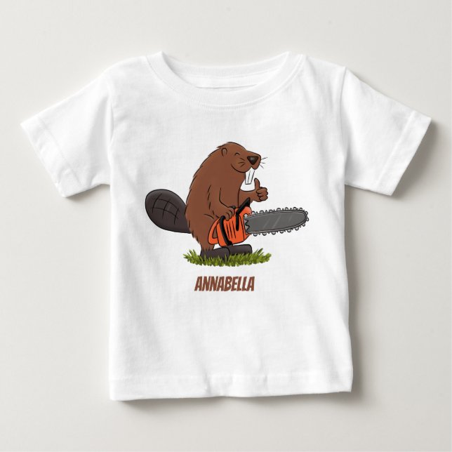 Camiseta Curioso castor com humor de desenho animado de mot (Frente)