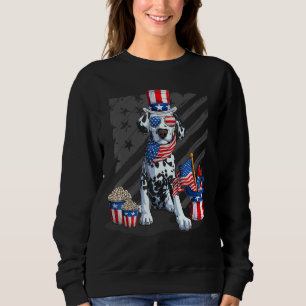 Camiseta Curioso Dalmaciano 4 de julho Bandeira Americana Ó