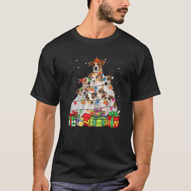 Camiseta Curioso Jack Russell Terrier Cão Cachorro Árvore d (Frente)