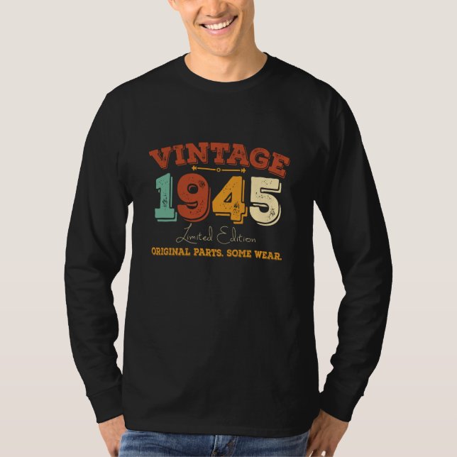 Camiseta Curioso presente de aniversário de 80 anos de 1945 (Frente)