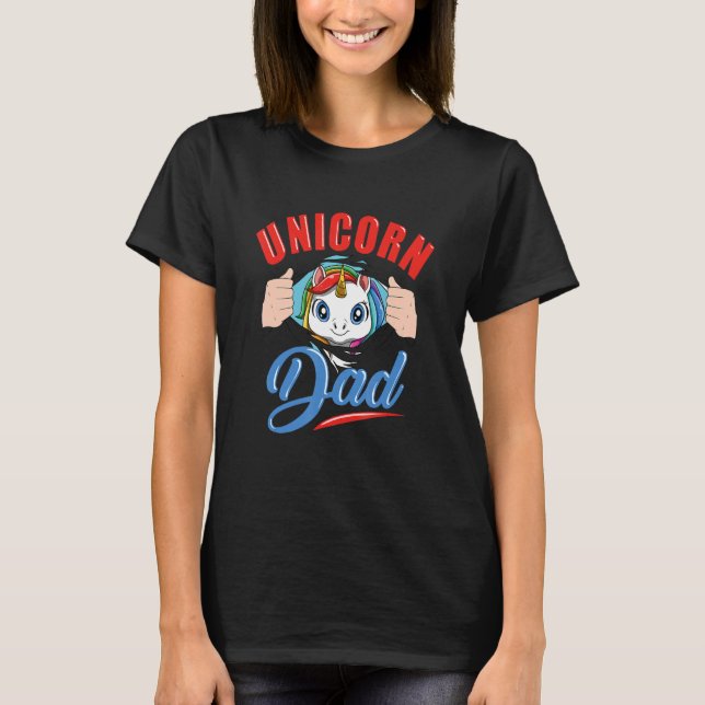 Camiseta Curioso Unicórnio Dizendo Bonito Cores do Arco-Íri (Frente)