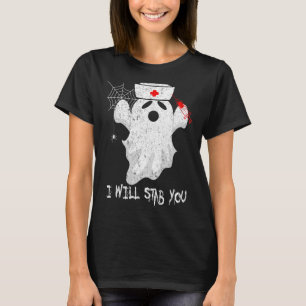 Camiseta Curioso Vou Esfaqueá-La Enfermeira Fantasma Hallow