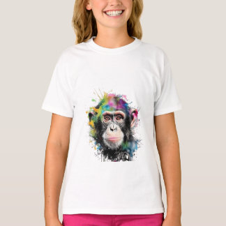 Camiseta Curioso y colorido chimpancé