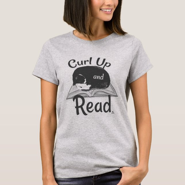 Camiseta Curl Up Read Cat Cool Reading Design (Frente)