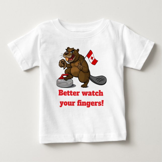 Camiseta Curling beaver with flag (Frente)