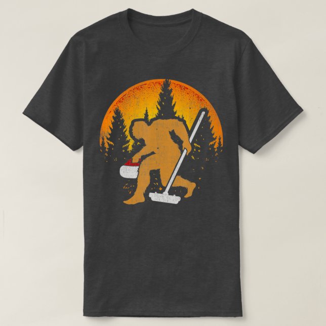 Camiseta Curling Bigfoo Cue Winer Ideia (Frente do Design)