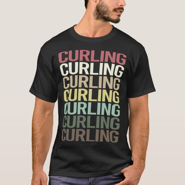 Camiseta Curling de Texto Colorido (Frente)