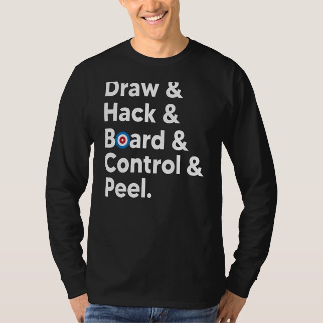 Camiseta Curling Desenhar Hack Conselho Controle de Pele Cu (Frente)