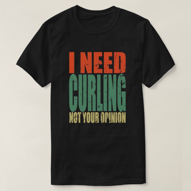 Camiseta Curling Dizendo Engraçado (Frente do Design)