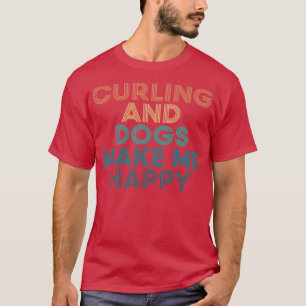 Camiseta Curling e Cachorros me fazem feliz presente para C