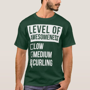 Camiseta Curling Engraçado Nível de Curling para Mulheres