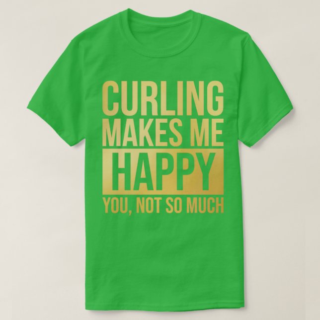 Camiseta Curling me faz feliz em Dourado (Frente do Design)