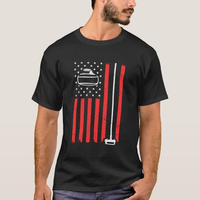 Camiseta Curling Para Jogadores de Curling Equipe EUA (Frente)