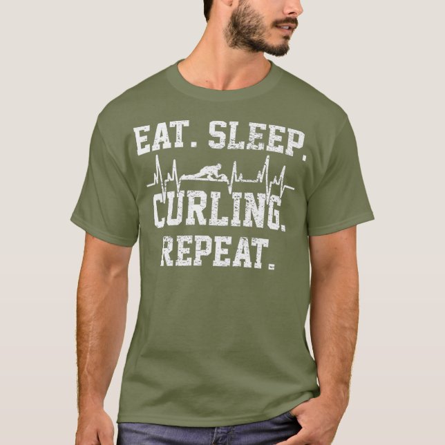 Camiseta Curling Player Vintage Heartbeat Premium (Frente)
