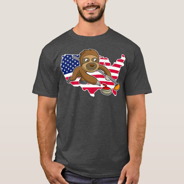 Camiseta Curling Sloth USA (Frente)