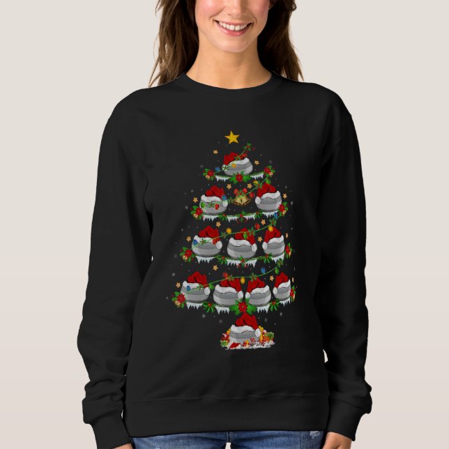 Camiseta Curling Sports Xmas Luzes de Natal Curvando Árvore (Frente)