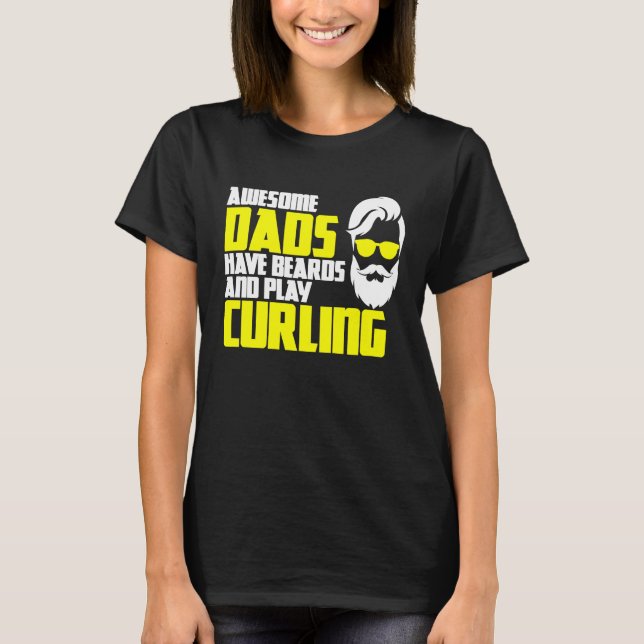 Camiseta Curling team father's day beard  curling player (Frente)