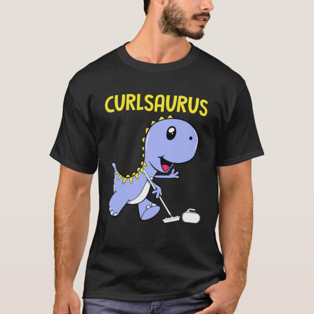 Camiseta Curlsaurus  Dinosaur  Curling Sport Costume (Frente)