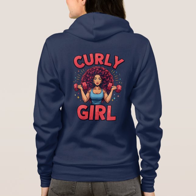 Camiseta Curly Hair Girl - Pink Gym Motivation Activewear (Verso)