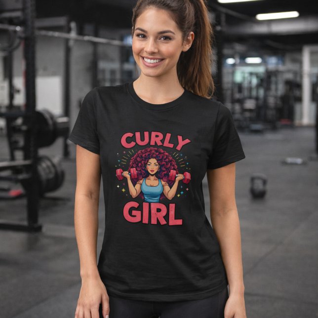 Camiseta Curly Hair Girl - Pink Gym Motivation Activewear (Criador carregado)
