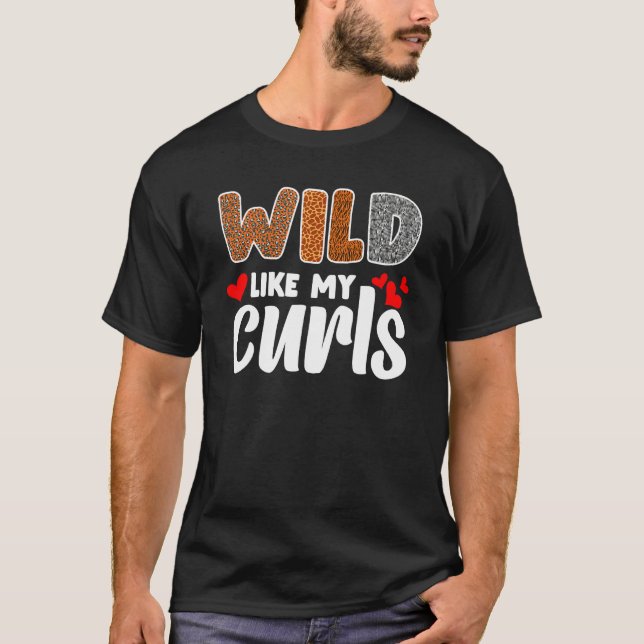 Camiseta Curly Hair Leopard Toddler Girls Wild Like My Curl (Frente)