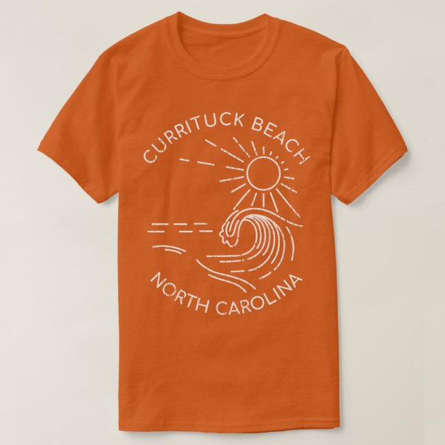 Camiseta Currituck Beach North olina Sun Sand e Surf (Frente do Design)