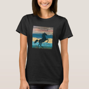 Camiseta Currituck NC Banco Exterior Cavalos Selvagens Cost