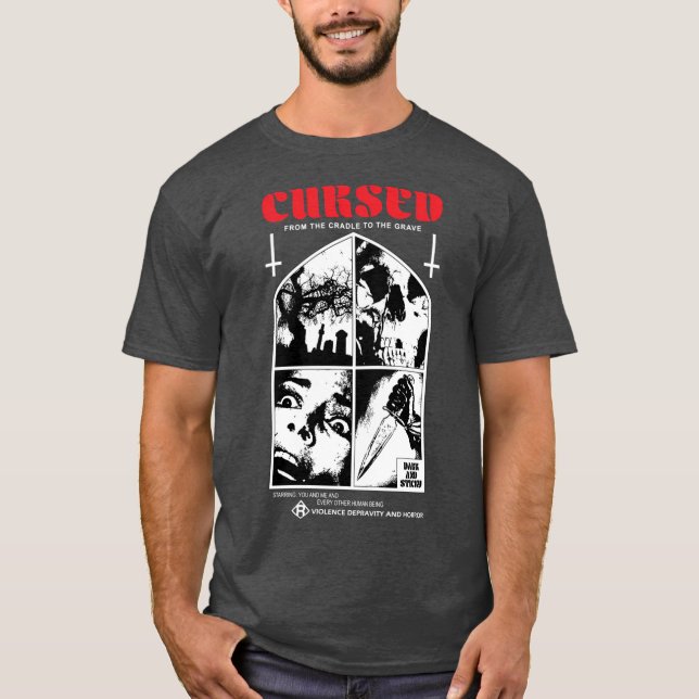 Camiseta Cursed Horror Horror Slasher Metal Giallo (Frente)